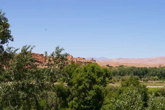 モロッコ, 道路沿いからローズ谷4月を望む(薔薇の季節)